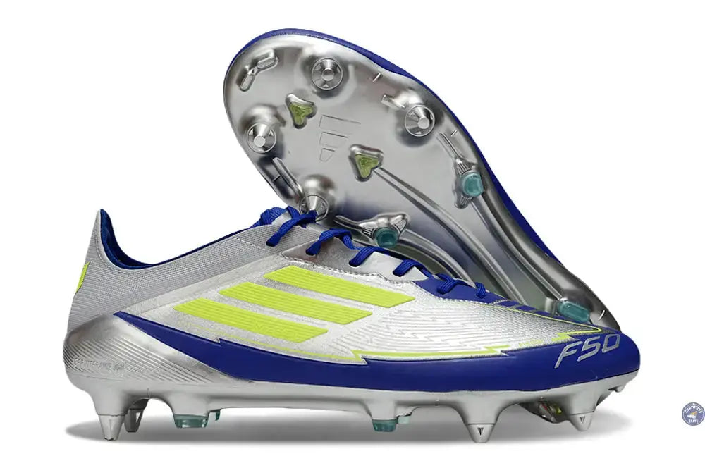 Image of F50 Languette SG Messi Pro FG La Vida Rapida - Argenté/Jaune/Bleu