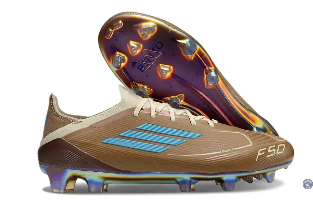 Image of F50 Messi X Bad Bunny Elite Lacets FG - Cardboard/Blanc/Turquoise ÉDITION LIMITÉE