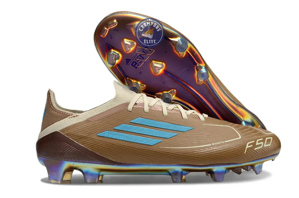 Image of F50 Messi X Bad Bunny Elite Lacets FG - Cardboard/Blanc/Turquoise ÉDITION LIMITÉE