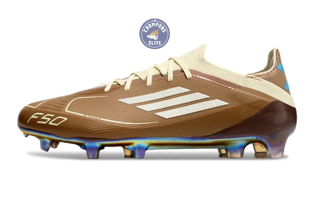 Image of F50 Messi X Bad Bunny Elite Lacets FG - Cardboard/Blanc/Turquoise ÉDITION LIMITÉE