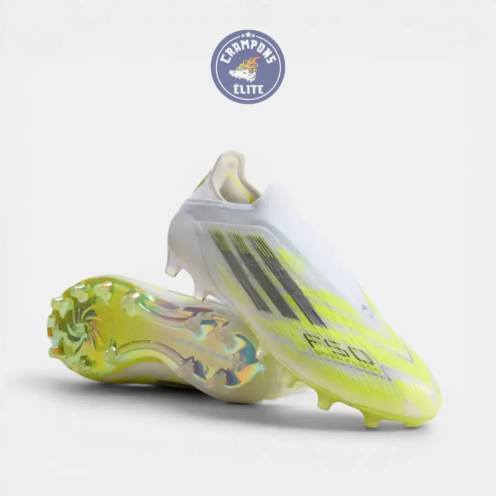 F50 Sparkfusion Low Cut Laceless FG - Blanc/Jaune Fluo