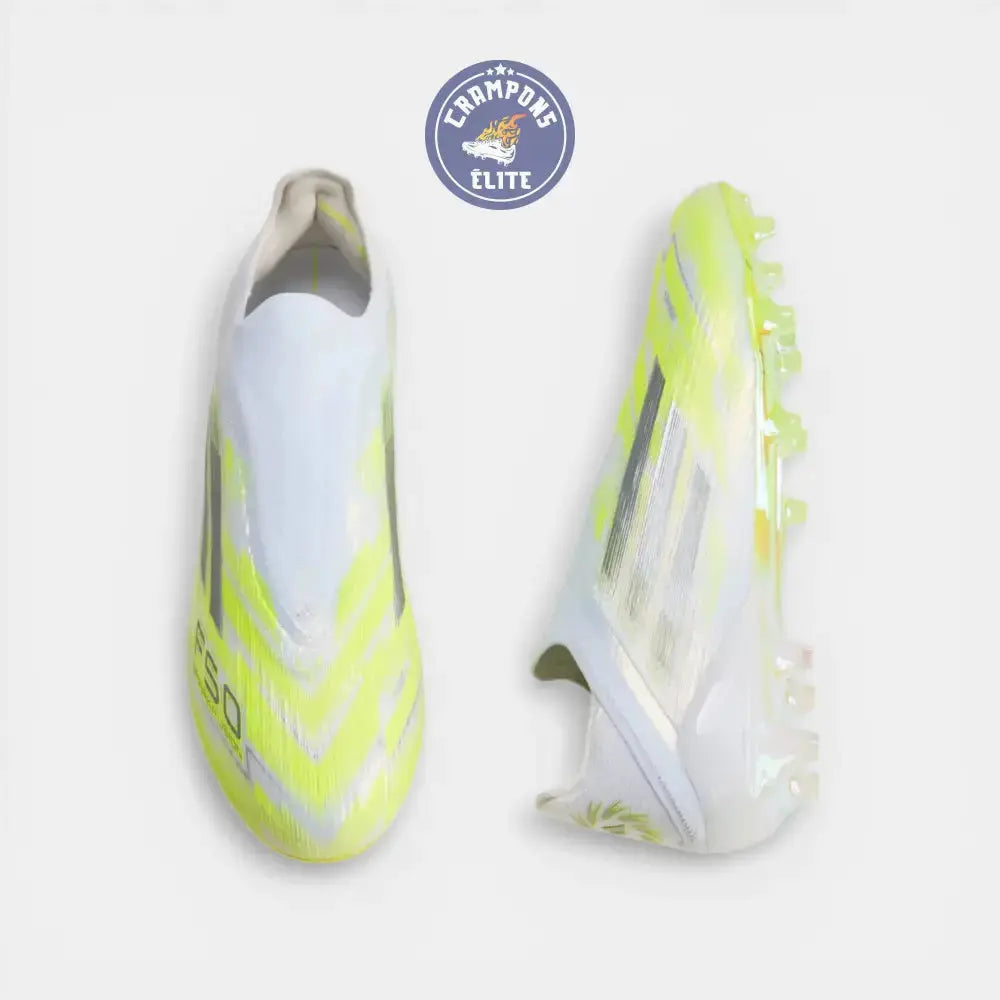 Image of F50 Sparkfusion Low Cut Laceless FG - Blanc/Jaune Fluo