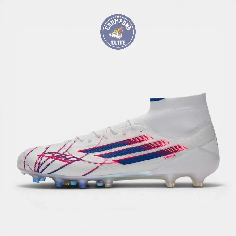 Image of F50 Sparkfusion Mid Cut Lacets FG – Blanc/Bleu/Rouge