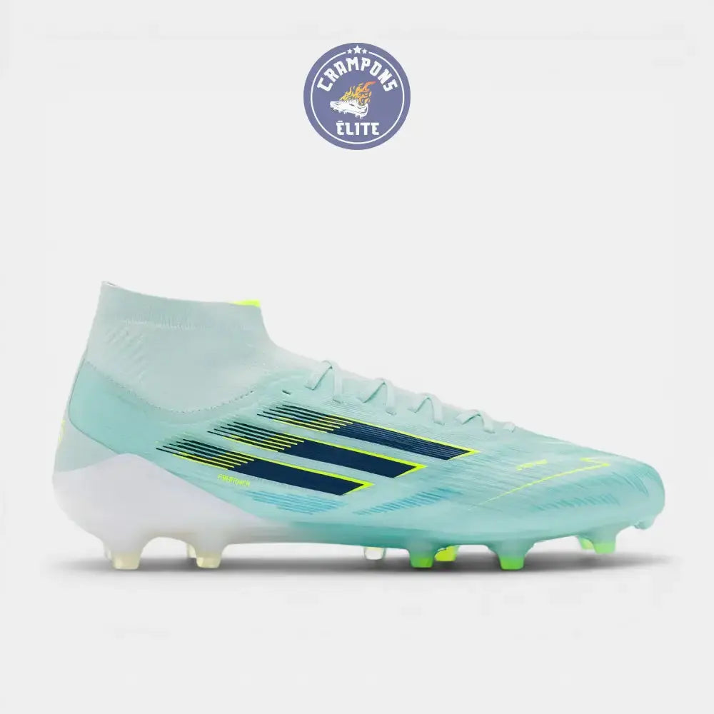 F50 Sparkfusion Mid Cut Lacets FG – Turquoise/Bleu Marine/Blanc