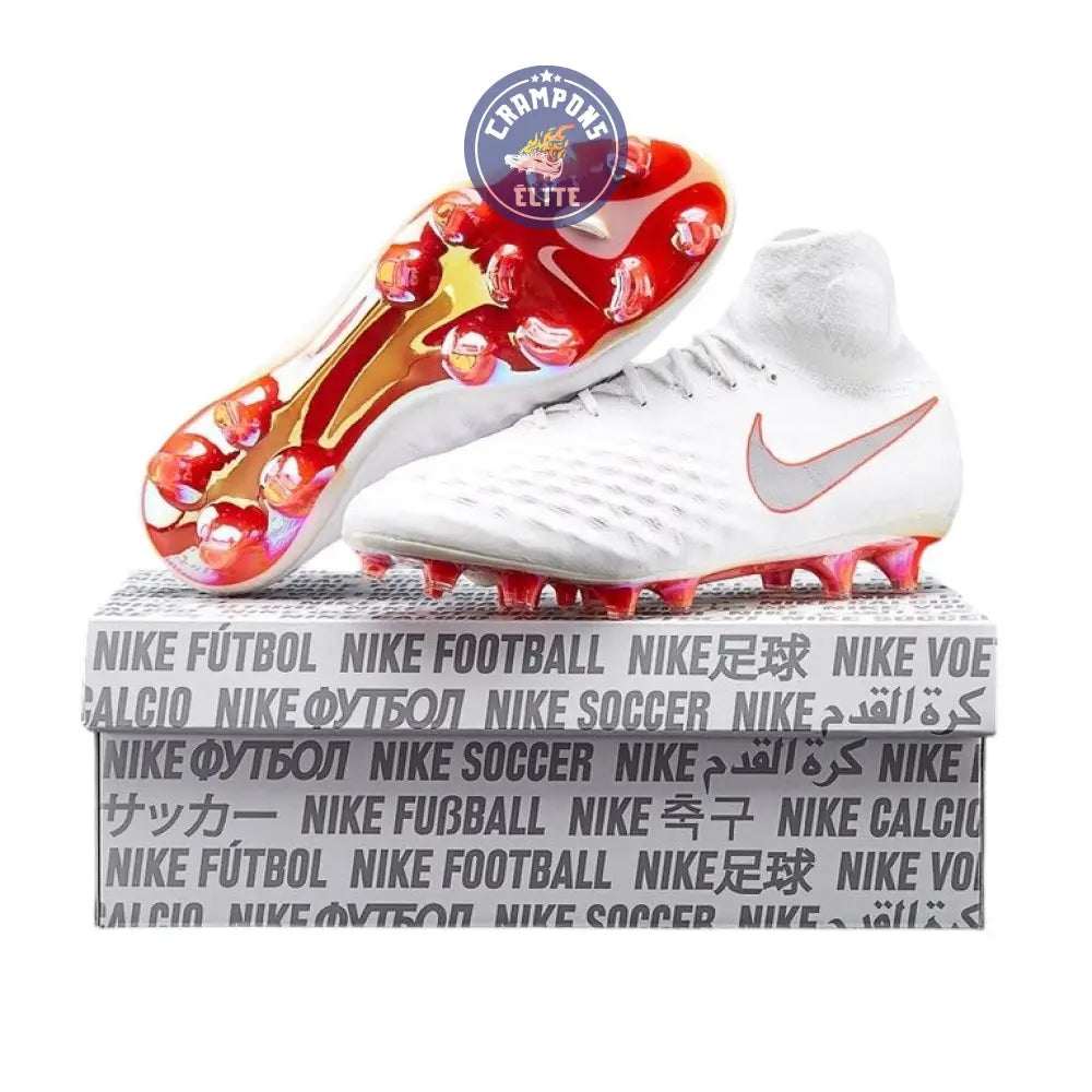 Image of MAGISTA OBRA 2 ELITE DF FG JUST DO IT - BLANC/ROUGE CRAMOISI