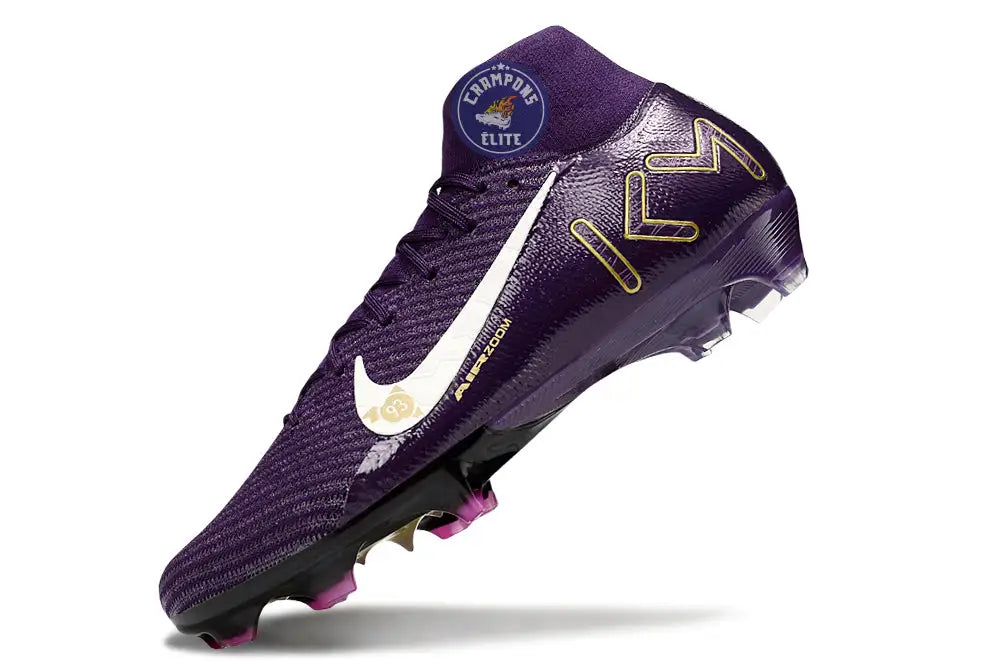Image of MERCURIAL SUPERFLY 10 ELITE FG MBAPPÉ PERSONAL EDITION - VIOLET/BLANC
