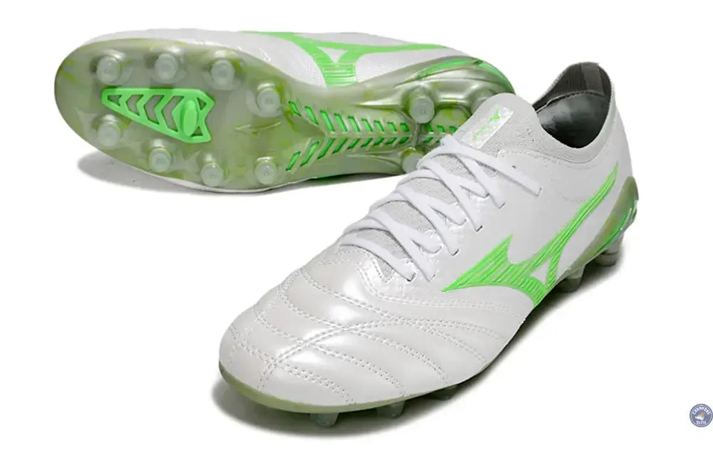 Image of Morelia Neo 4 Beta Elite FG/AG Frontier - Blanc/Vert Néon/Cool Gray