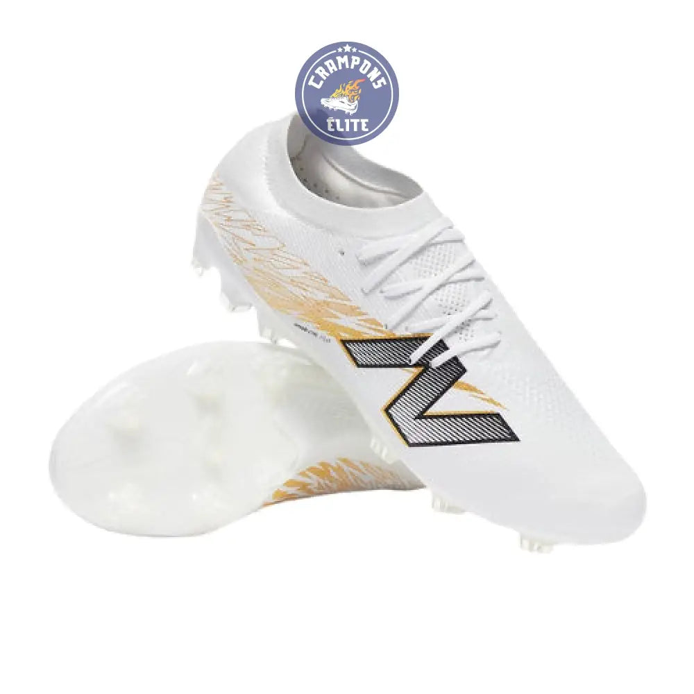 New Balance FURON ELITE V8 FG - Blanc/Or Métallique/Noir