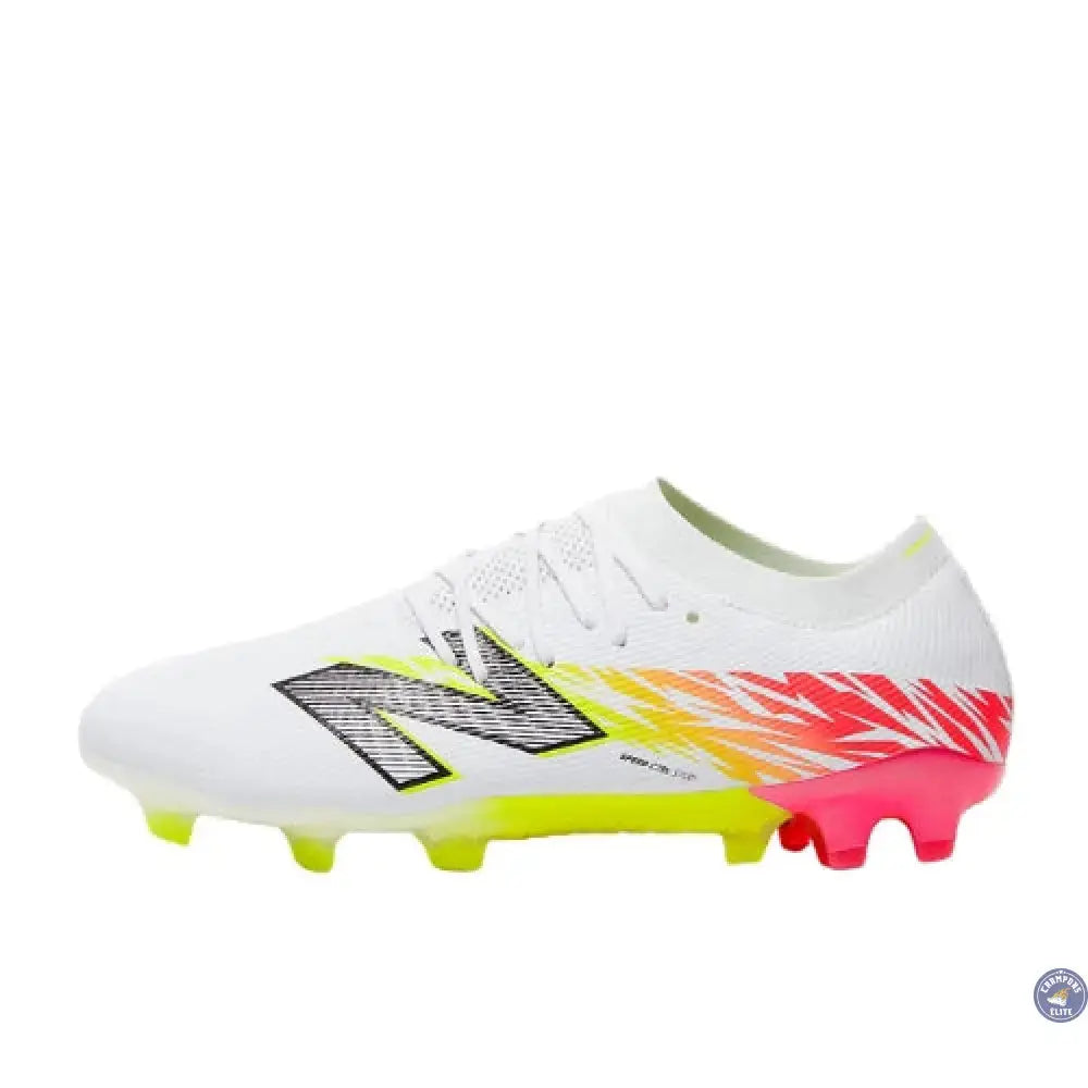 Image of New Balance FURON ELITE V8 FG - Blanc/Rouge Energie/Jaune Hi-Lite