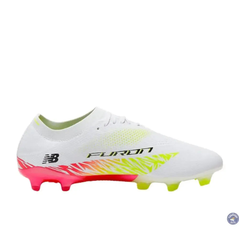New Balance FURON ELITE V8 FG - Blanc/Rouge Energie/Jaune Hi-Lite