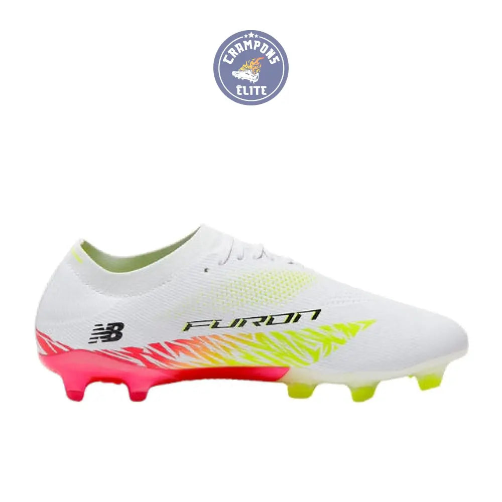 Image of New Balance FURON ELITE V8 FG - Blanc/Rouge Energie/Jaune Hi-Lite