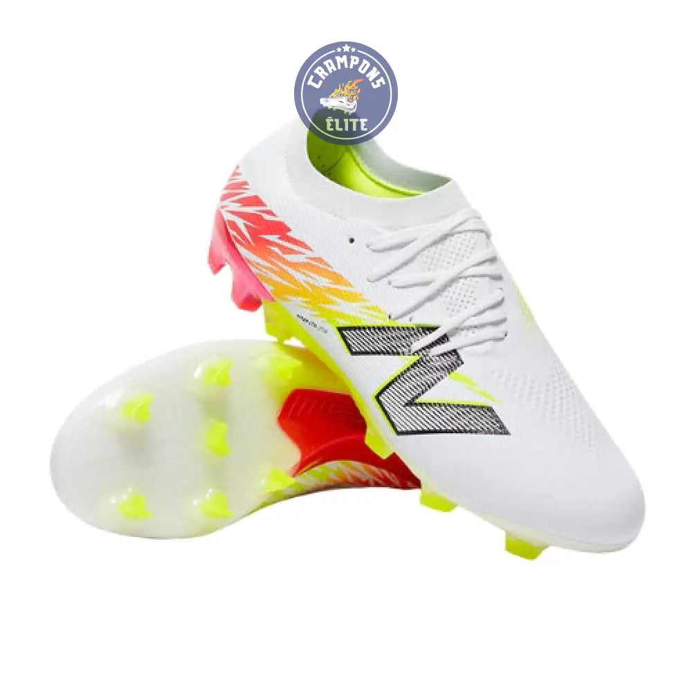 Image of New Balance FURON ELITE V8 FG - Blanc/Rouge Energie/Jaune Hi-Lite