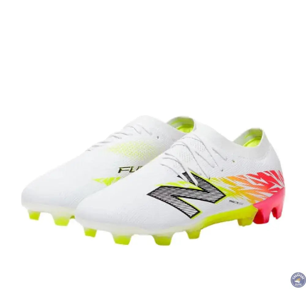 New Balance FURON ELITE V8 FG - Blanc/Rouge Energie/Jaune Hi-Lite