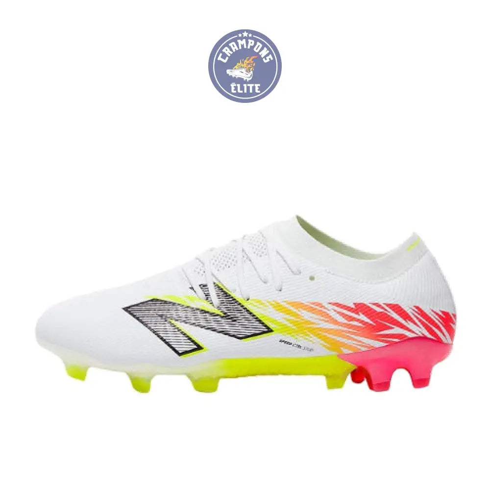 Image of New Balance FURON ELITE V8 FG - Blanc/Rouge Energie/Jaune Hi-Lite