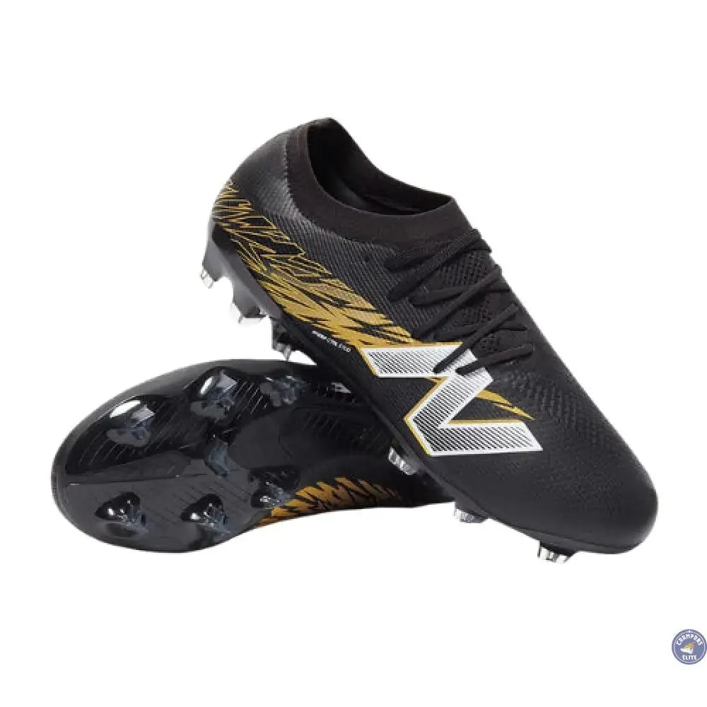 Image of New Balance FURON ELITE V8 FG - Noir/Or Métallique/Blanc