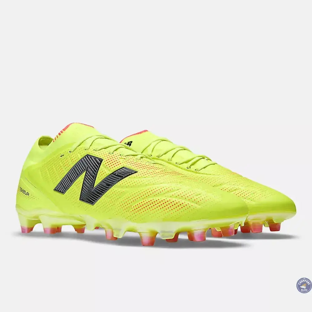 Image of NEW BALANCE TEKELA V5 ELITE LOW CUT FG FIRST EDITION - HI-LITE/NOIR/ROSE