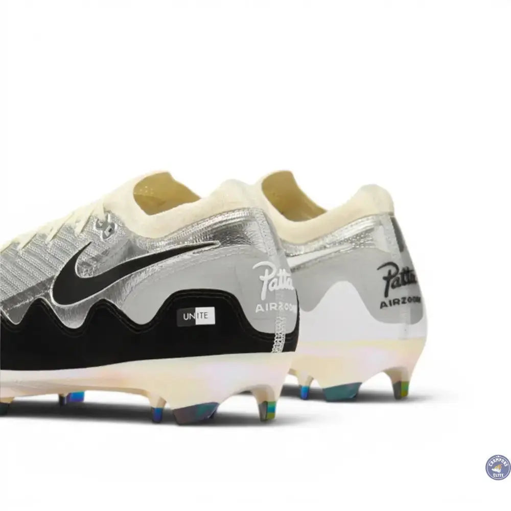 Image of Nike Air Zoom Mercurial Vapor 16 Elite FG x Patta - Chrome/Noir/Blanc ÉDITION LIMITÉE