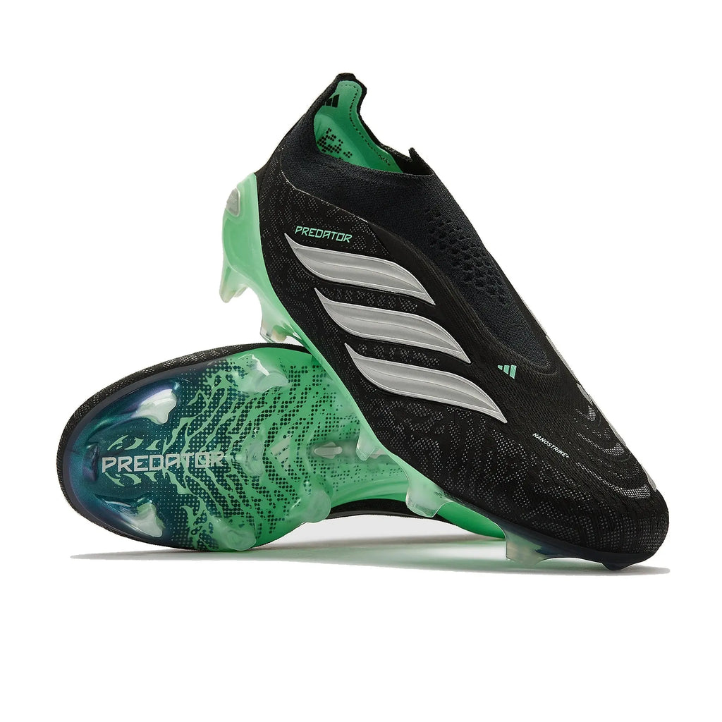 Adidas Predator 26 Elite Laceless FG - Noir/Argenté/Vert Menthe