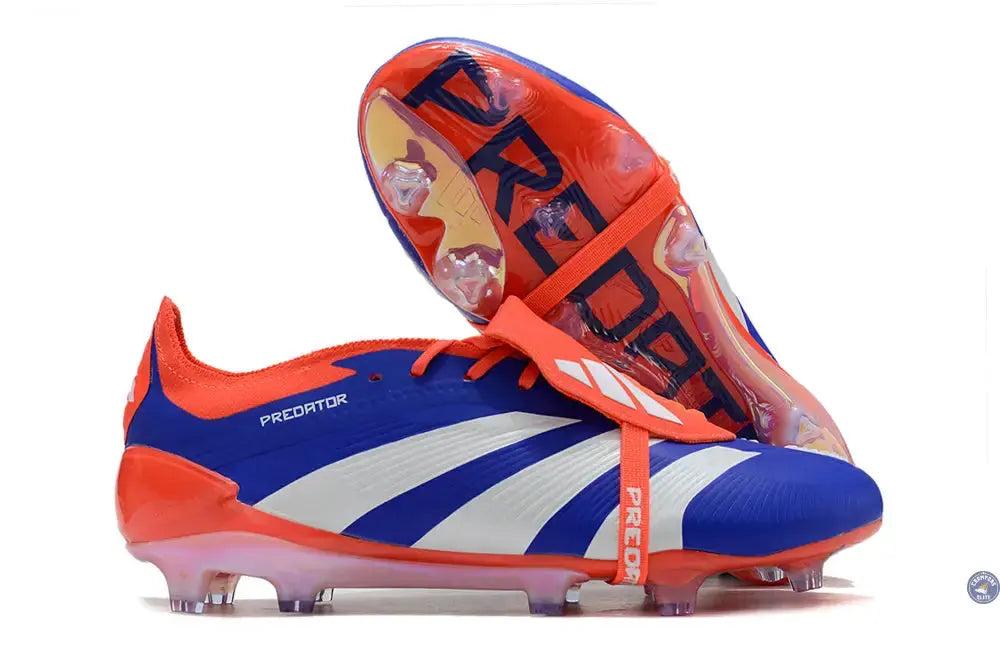 Image of Predator 24 Elite Fold-over Tongue FG Advancement - Bleu/Blanc/Rouge