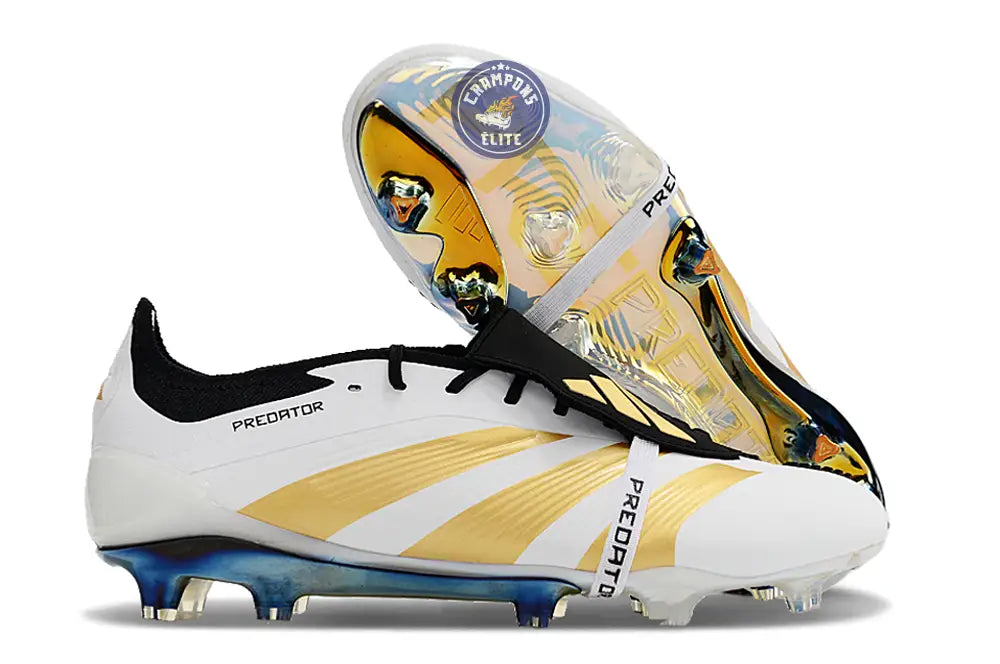 Image of Predator 24 Elite Fold-over Tongue FG Blanc/Or/Noir