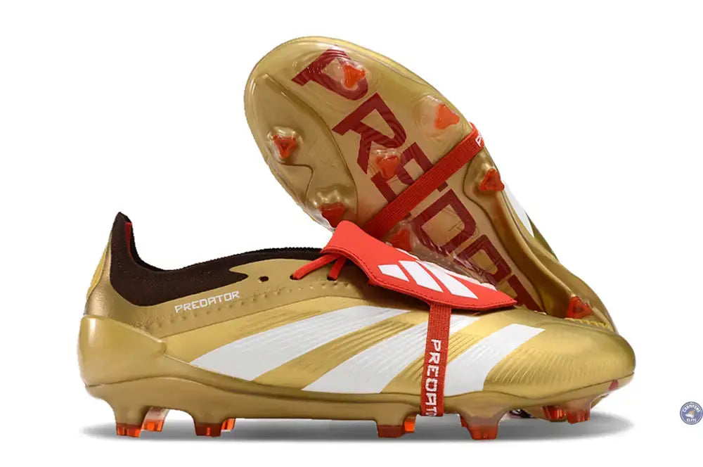Image of Predator 24 Elite Fold-over Tongue FG Or/Blanc/Rouge