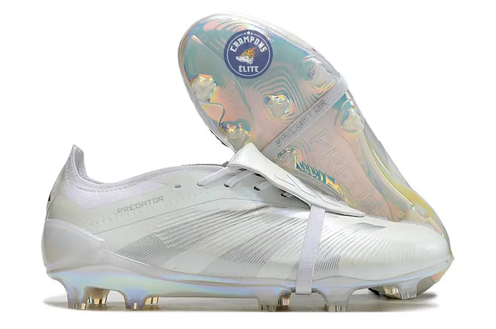 Image of Predator 24 Elite Fold-over Tongue FG Pearlized - Blanc/Argenté