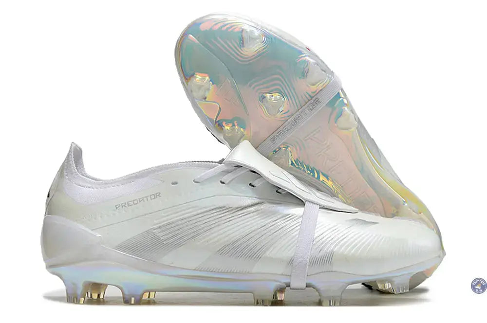 Image of Predator 24 Elite Fold-over Tongue FG Pearlized - Blanc/Argenté