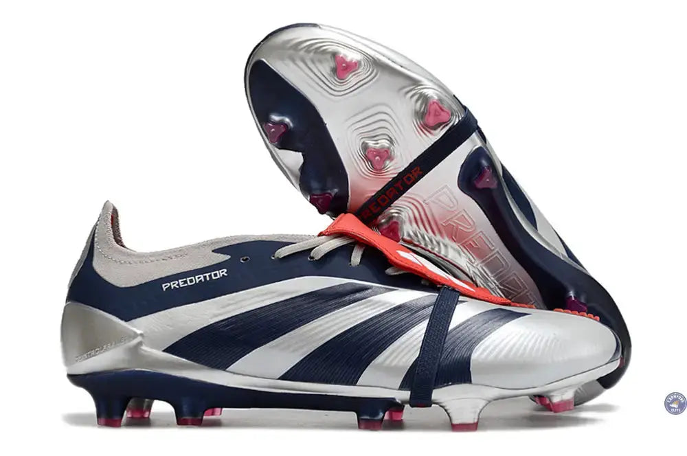 Image of Predator 24 Elite Fold-over Tongue FG Roteiro - Argenté/Bleu marine/Rouge ÉDITION LIMITÉE