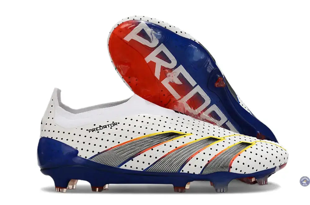 Image of Predator 24 Elite Laceless FG Predstrike - Blanc/Bleu Multicouleur