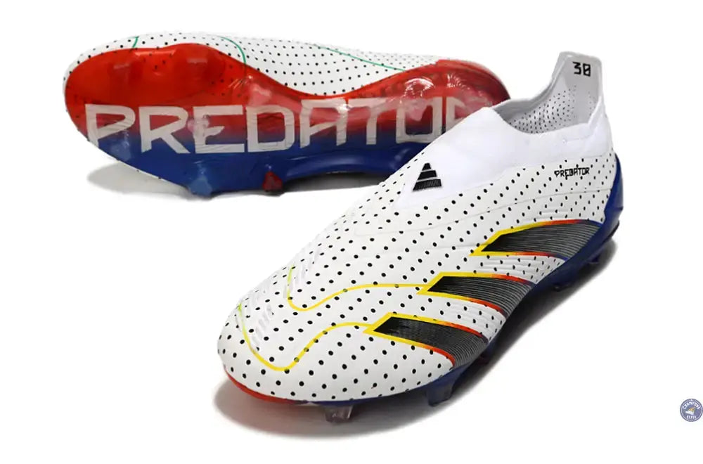 Predator 24 Elite Laceless FG Predstrike - Blanc/Bleu Multicouleur