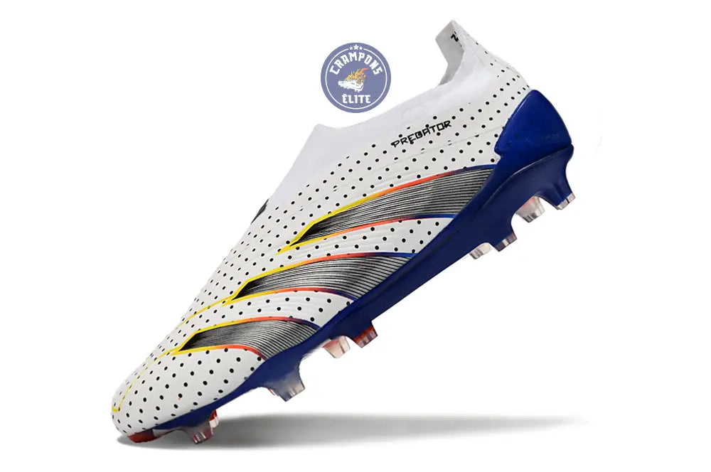 Image of Predator 24 Elite Laceless FG Predstrike - Blanc/Bleu Multicouleur