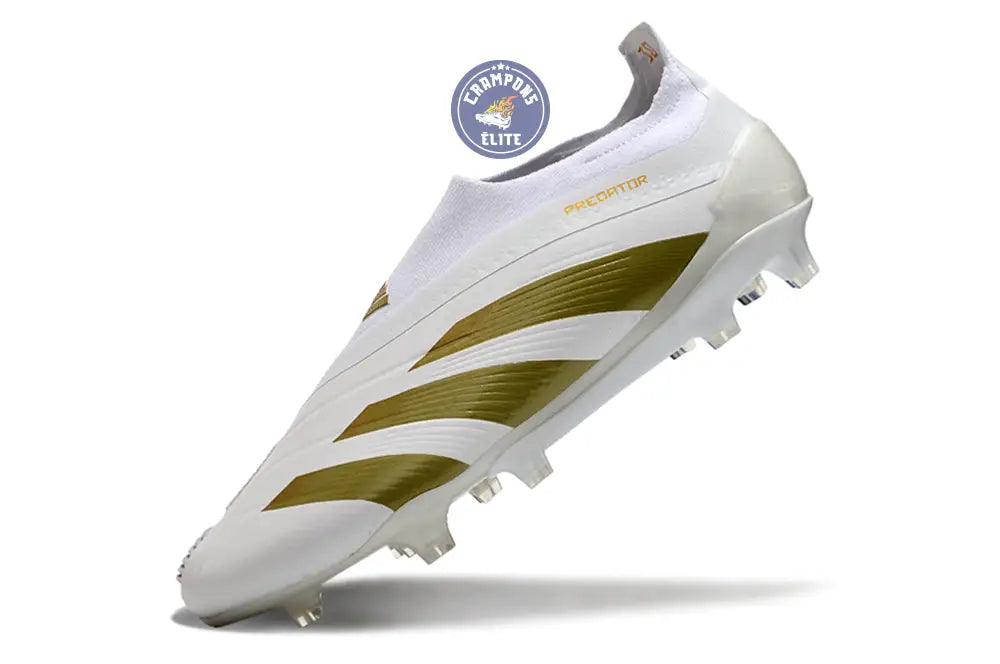 Image of Predator 24 Elite Laceless FG Predstrike - Blanc/Or