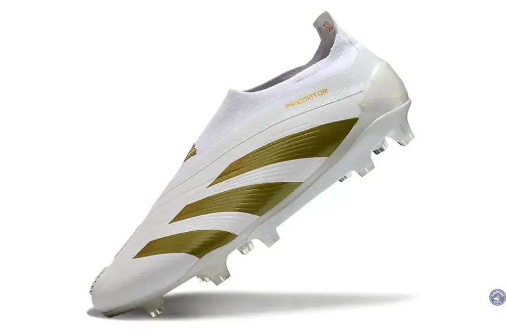 Image of Predator 24 Elite Laceless FG Predstrike - Blanc/Or