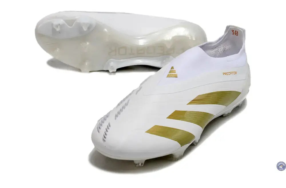 Image of Predator 24 Elite Laceless FG Predstrike - Blanc/Or