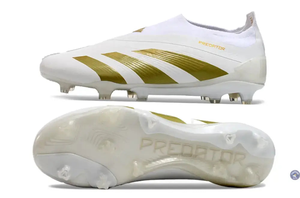 Predator 24 Elite Laceless FG Predstrike - Blanc/Or
