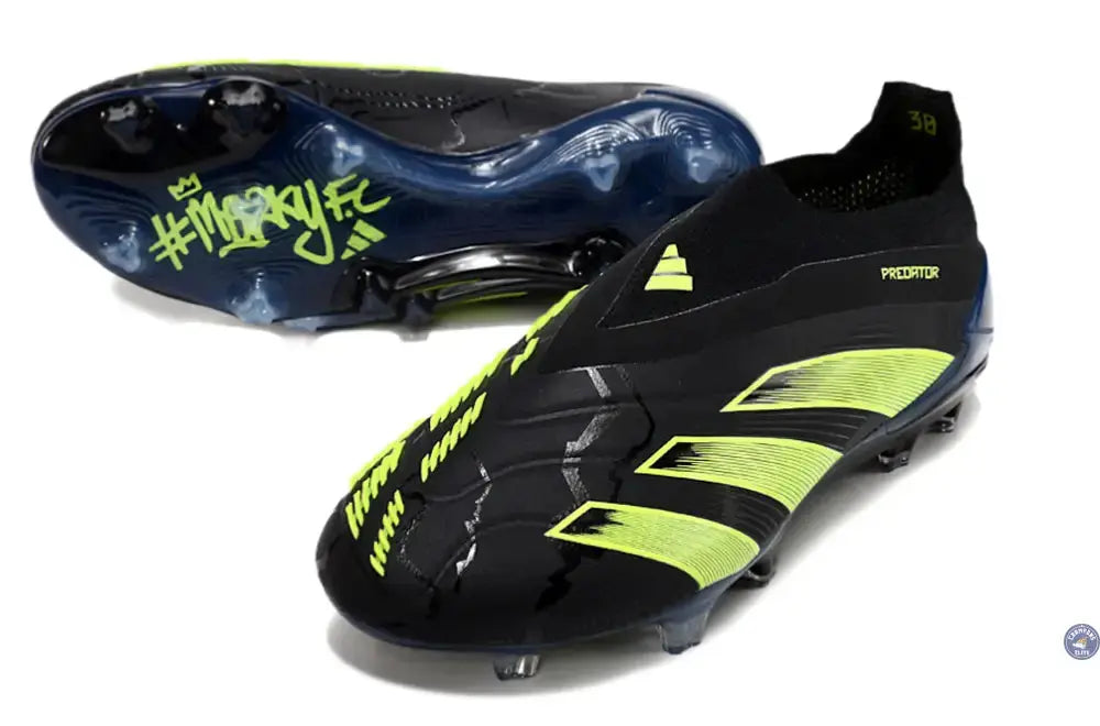 Image of Predator 24 Elite Laceless FG Predstrike - Merky FC Noir/Vert Fluo