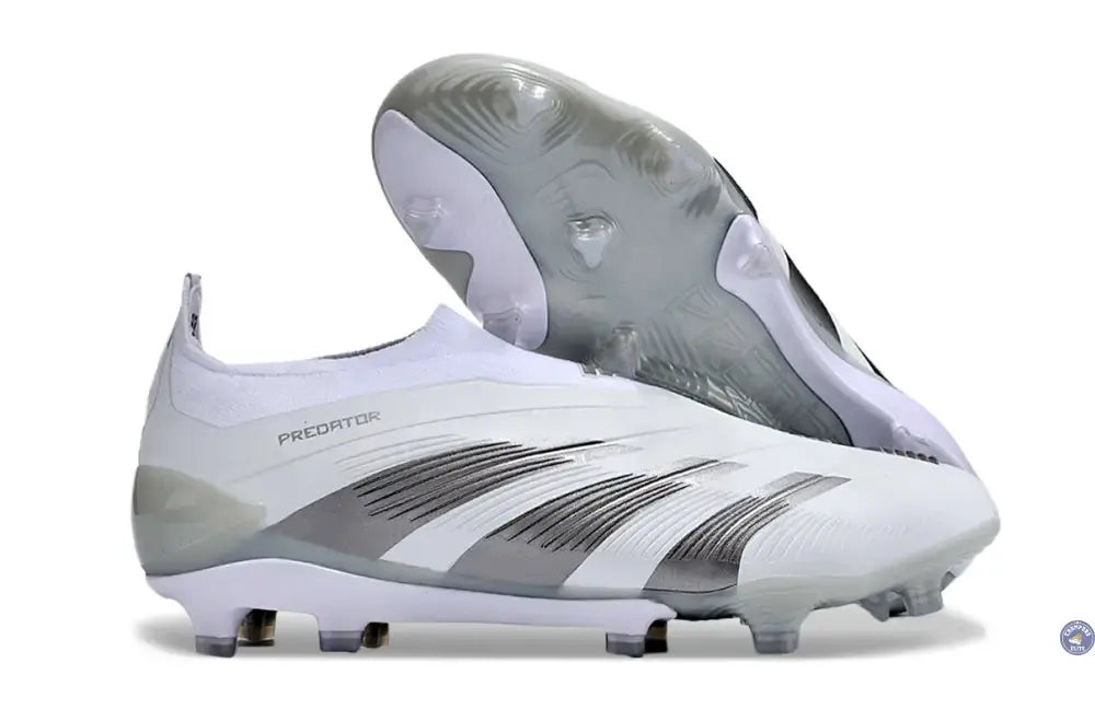 Image of Predator 24 Elite Laceless FG Predstrike - Pearlized - Blanc/Argent