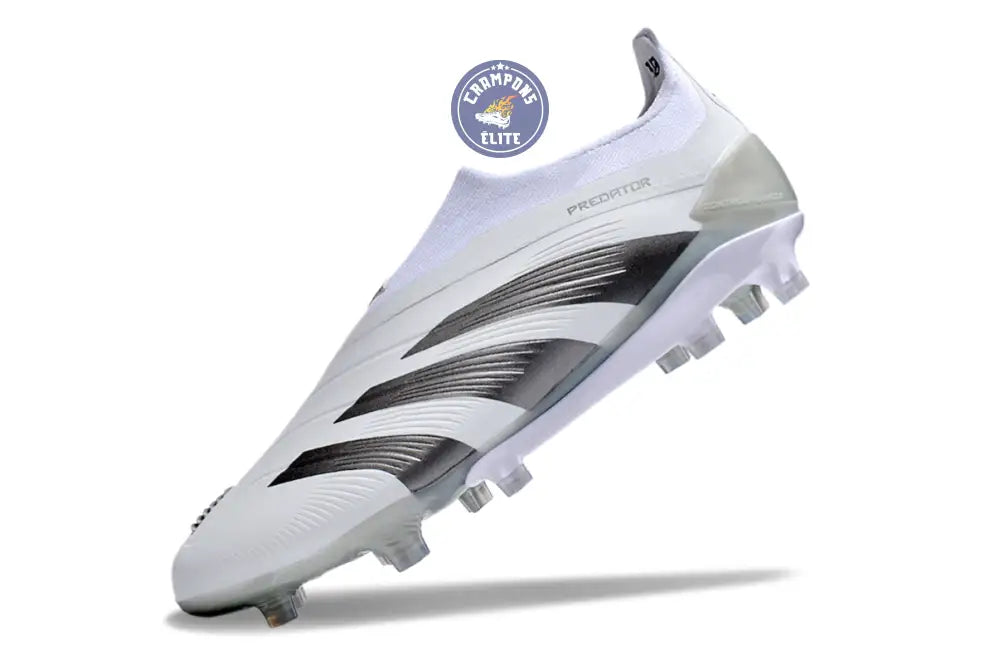 Image of Predator 24 Elite Laceless FG Predstrike - Pearlized - Blanc/Argent