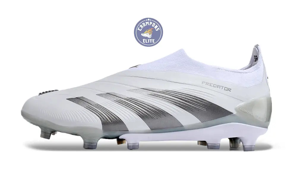 Image of Predator 24 Elite Laceless FG Predstrike - Pearlized - Blanc/Argent