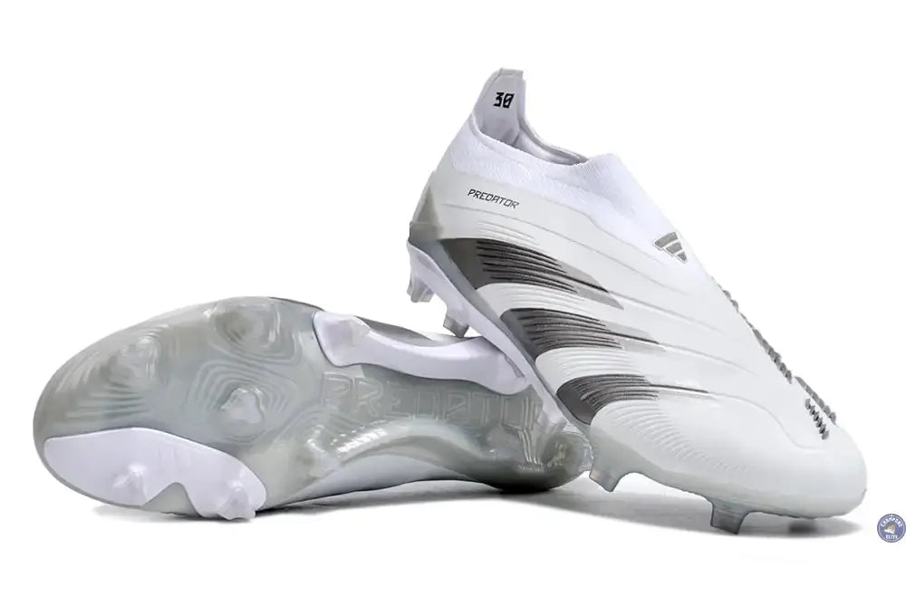 Image of Predator 24 Elite Laceless FG Predstrike - Pearlized - Blanc/Argent