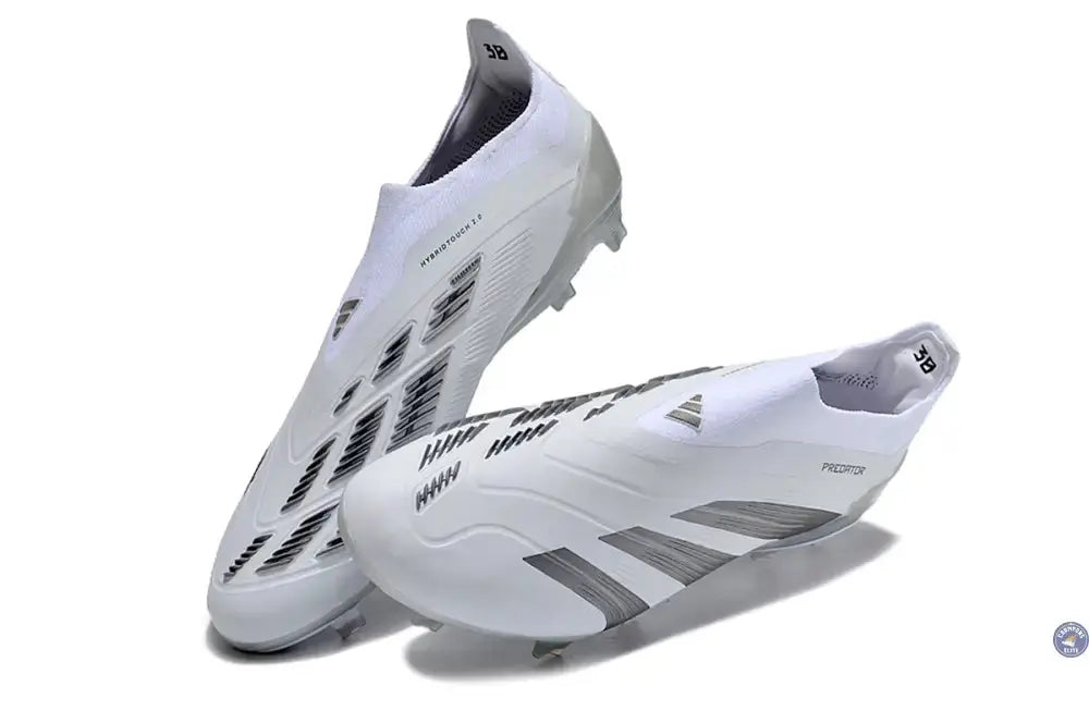 Image of Predator 24 Elite Laceless FG Predstrike - Pearlized - Blanc/Argent