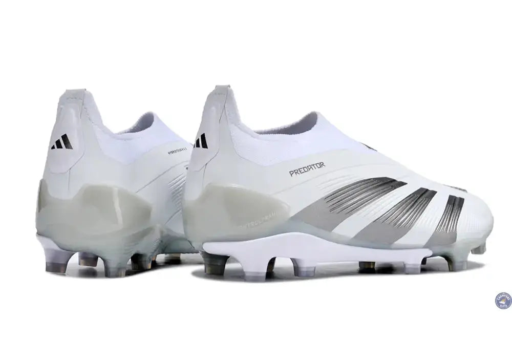 Image of Predator 24 Elite Laceless FG Predstrike - Pearlized - Blanc/Argent