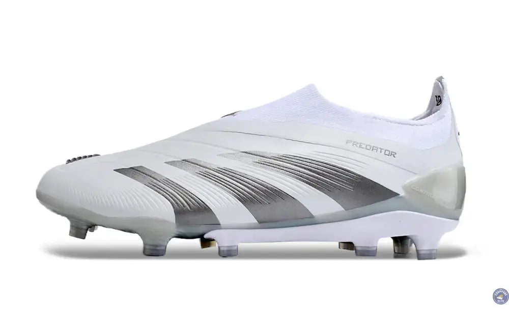 Predator 24 Elite Laceless FG Predstrike - Pearlized - Blanc/Argent
