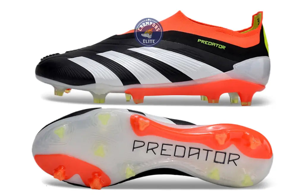 Image of Predator 24 Elite Laceless FG Predstrike - Solar Energy - Noir/Blanc/Rouge