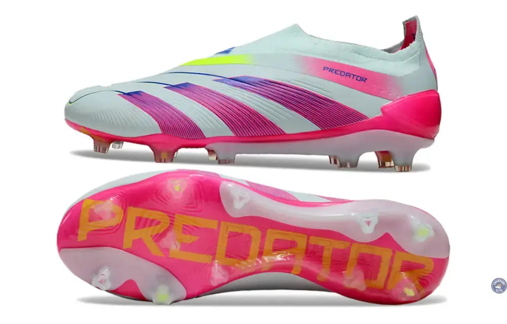 Image of Predator 24 Elite Laceless FG Predstrike - Stellar Icon - Almost Blue/Lucid Pink/Jaune