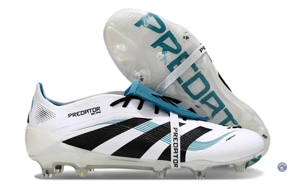 Image of Predator 25 Elite Fold-over Tongue FG Blanc/Noir/Turquoise