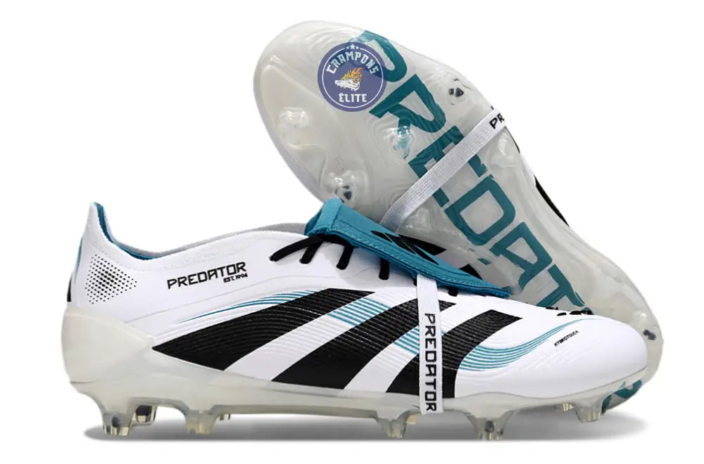 Image of Predator 25 Elite Fold-over Tongue FG Blanc/Noir/Turquoise