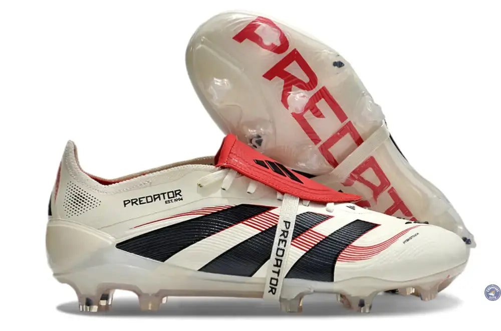 Image of Predator 25 Elite Fold-over Tongue FG Champagne - Blanc/Noir/Pure Ruby