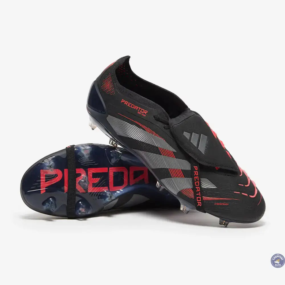 Image of Predator 25 Elite Fold-over Tongue FG Stealth Victory - Noir/Gris/Lucid Red