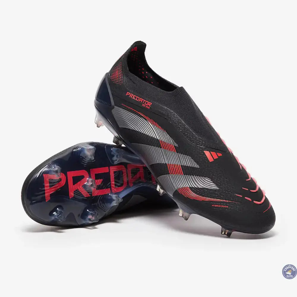 Image of Predator 25 Elite Laceless FG Stealth Victory - Noir/Gris/Lucid Red
